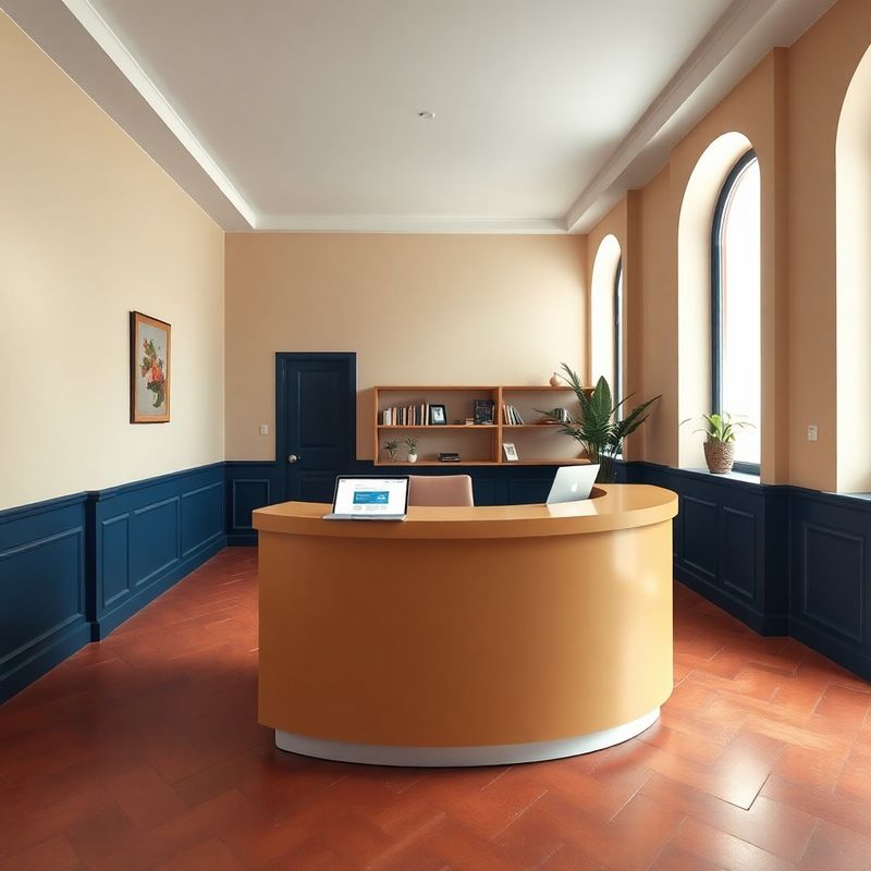 Reception minimale nello studio Officina Greco a Roma